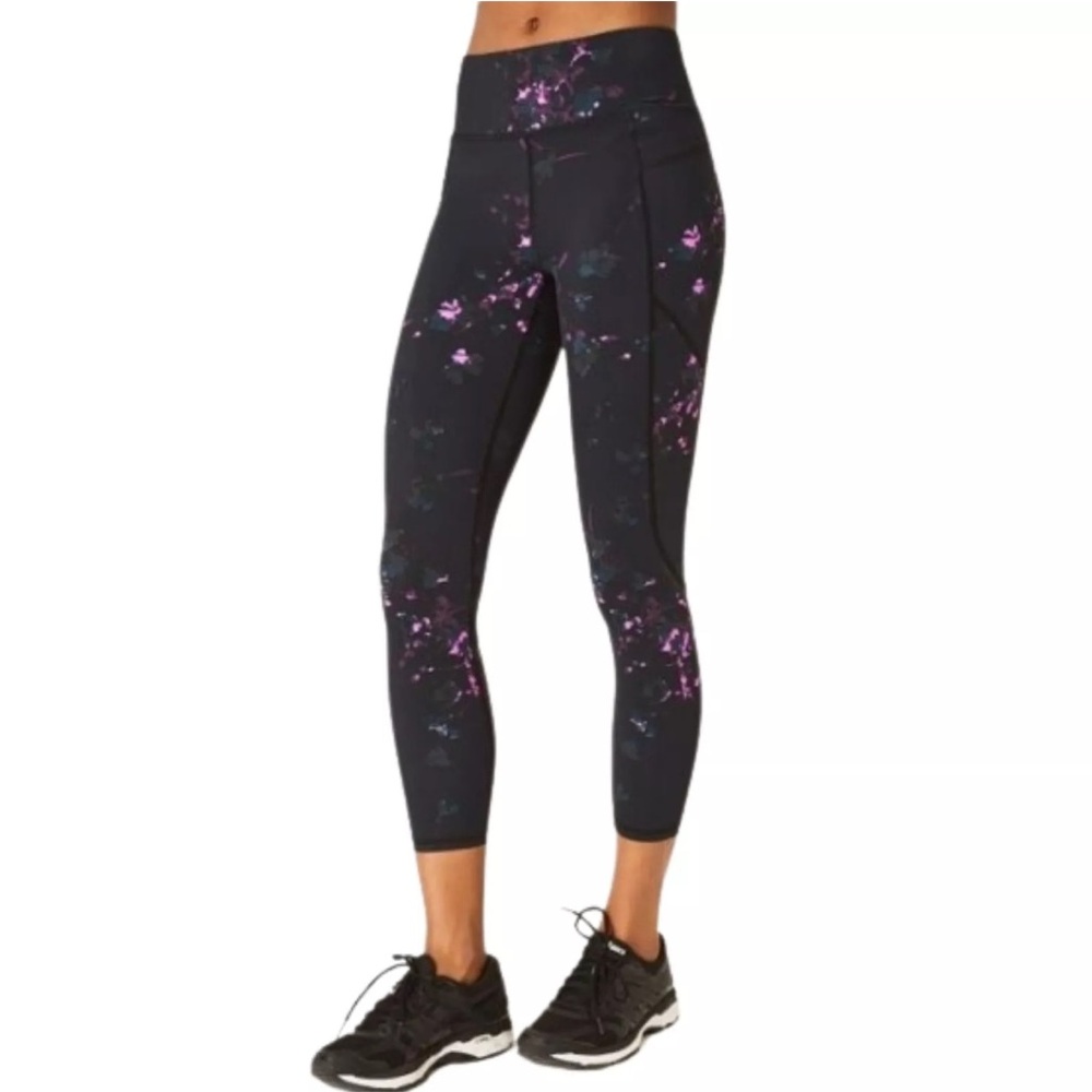 Sweaty Betty XS 7/8 Zero Gravity Leggings Daisy Black Running Power EUC